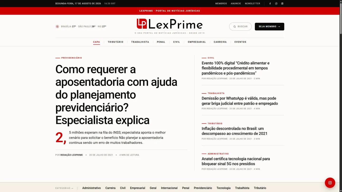 Site do portal LexPrime.